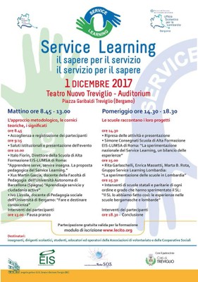 1 dicembre 2017 Convegno SERVICE LEARNING, il sapere per il servizio, il servizio per il sapere.